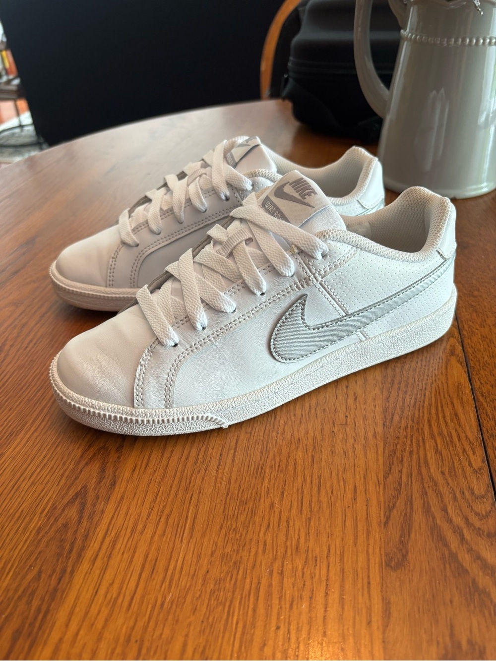 Nike White Court Royal Low-Top Sneakers with Grey Swoosh